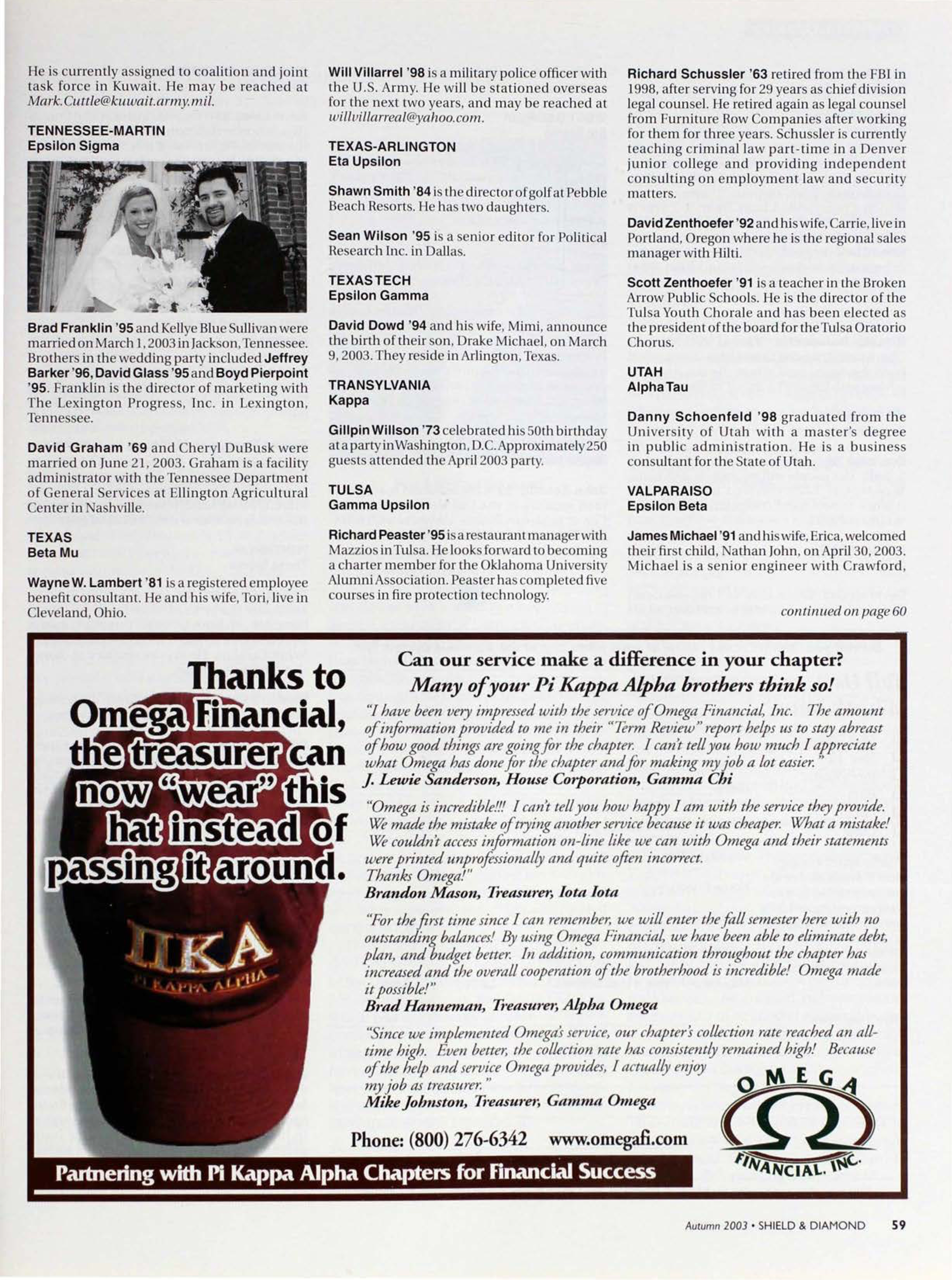 Omega Financial Inc. Advertisement, Autumn 2003